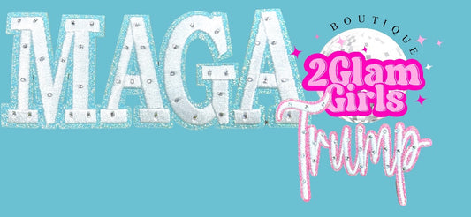 MAGA and Trump Bling Patch ~ Glitter and Rhinestones Patch