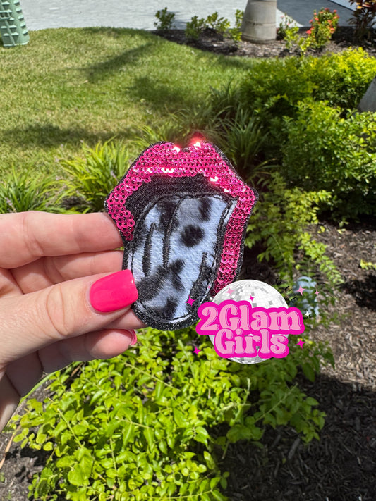 Faux Fur Sequin Tongue 👅 Patch