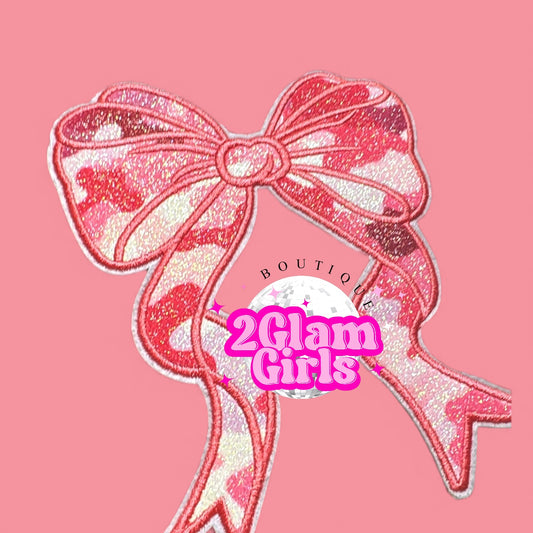 Pink Camo Shimmer Side Bows
