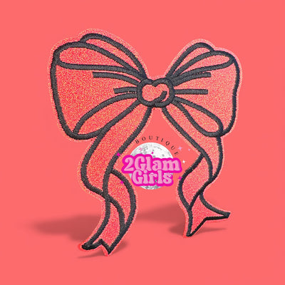 Coral and black Side Bow / Hat Bow