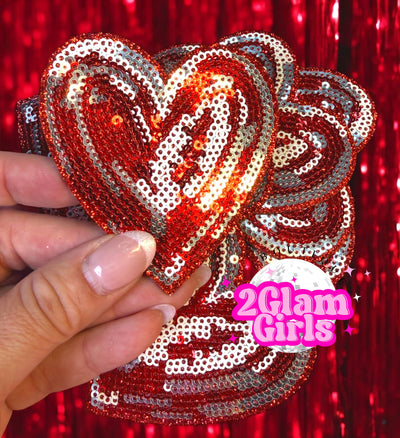 Sequin Heart Patch ♥️ Red / Silver