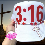 Trucker Hat transfers ~ John 3:16 ~ Cross ~ John