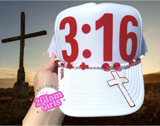 Trucker Hat transfers ~ John 3:16 ~ Cross ~ John