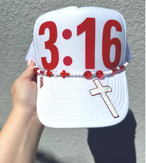 Trucker Hat transfers ~ John 3:16 ~ Cross ~ John