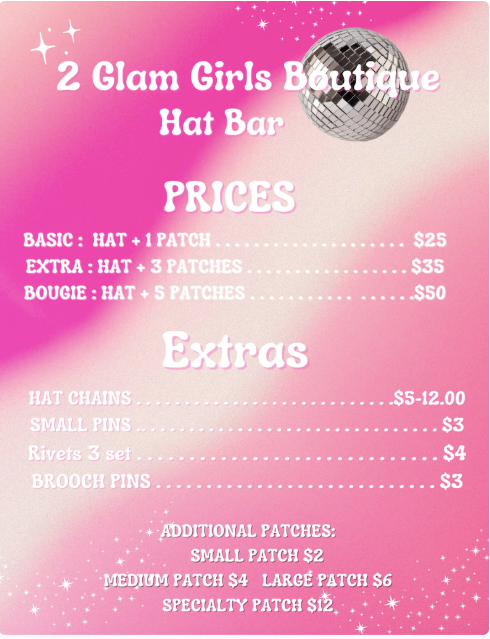 Trucker Hat Bar ~Editable Price List~ Pink Disco Girl