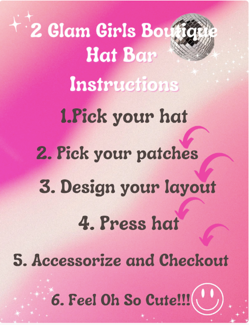 Trucker Hat Bar ~Editable Price List~ Pink Disco Girl