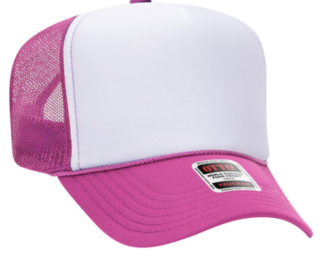 hot pink white hot pink trucker hat