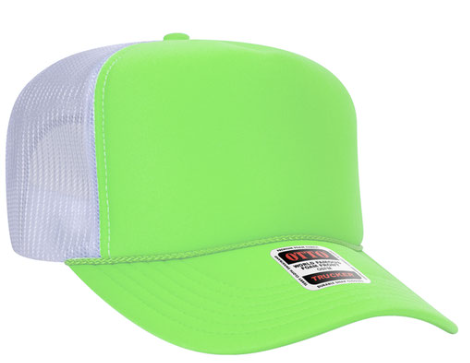 neon green neon green white trucker hat