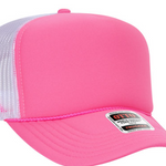 neon pink neon pink white trucker hat