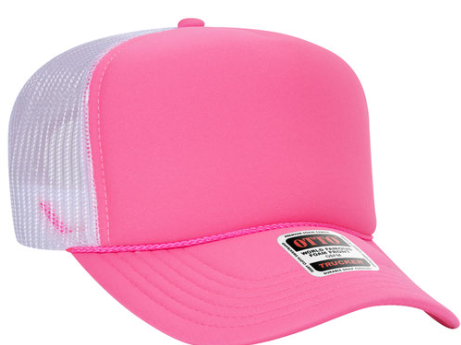 neon pink neon pink white trucker hat
