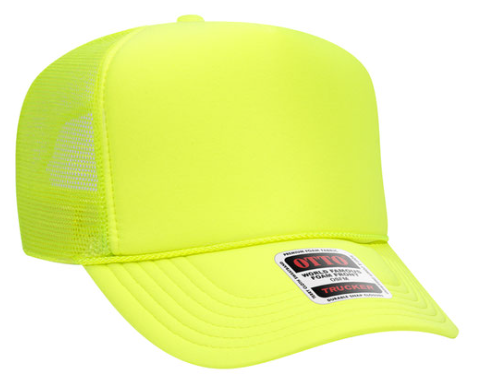 neon yellow trucker hat