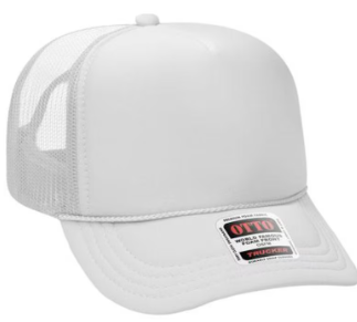 white trucker hat