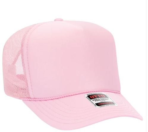 light pink trucker hat