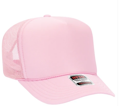 light pink trucker hat