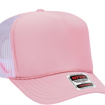 pink front white back trucker hat