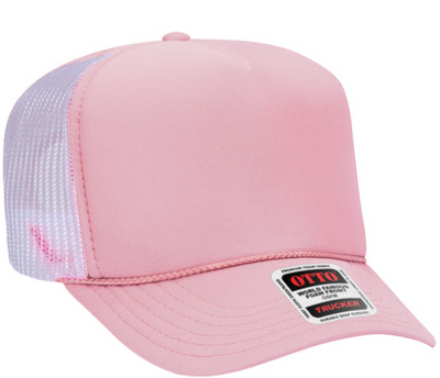 pink front white back trucker hat