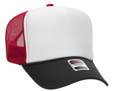 red/white/black trucker hat