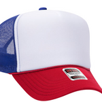 red/white/ royal blue trucker hat