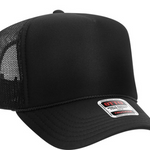 All black trucker hat