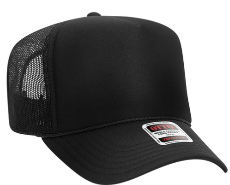 All black trucker hat