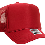All red trucker hat