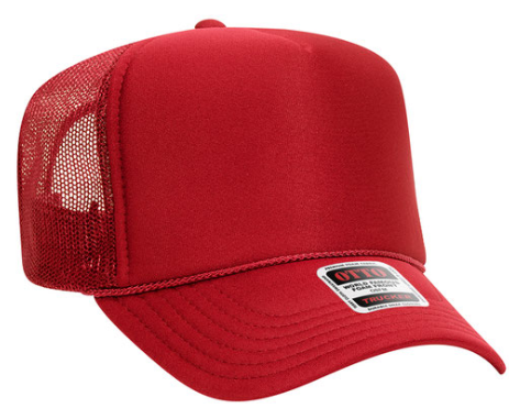 All red trucker hat