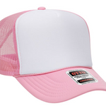 pink white pink split trucker hat