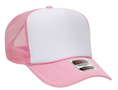 pink white pink split trucker hat