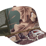 realistic camo with olive green back trucker hat