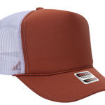 texas orange, white, texas orange split trucker hat