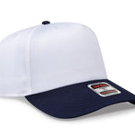 5 Panel Mid Profile Baseball Cap~ White / Black