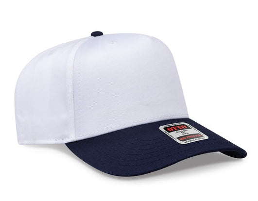 5 Panel Mid Profile Baseball Cap~ White / Black