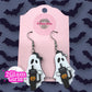 Ghost with Tumbler Earrings ~ Ghost with tumbler Brooch ~ ghost with tumbler