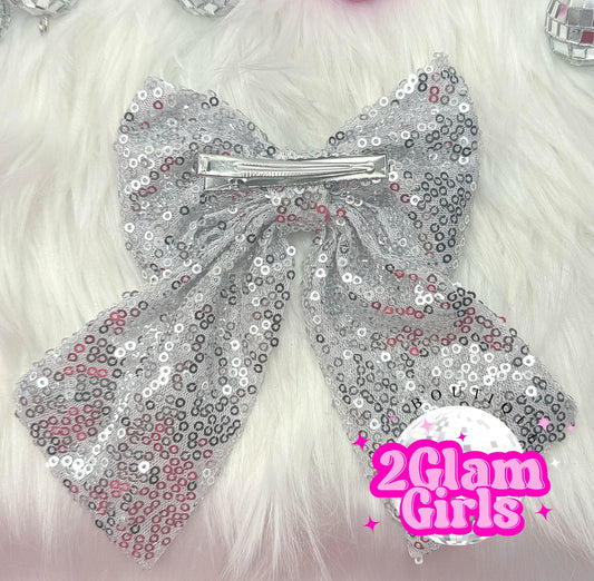 Sequin Bows Clip on ~ Holiday Bows ~ Sequin Holiday Bow