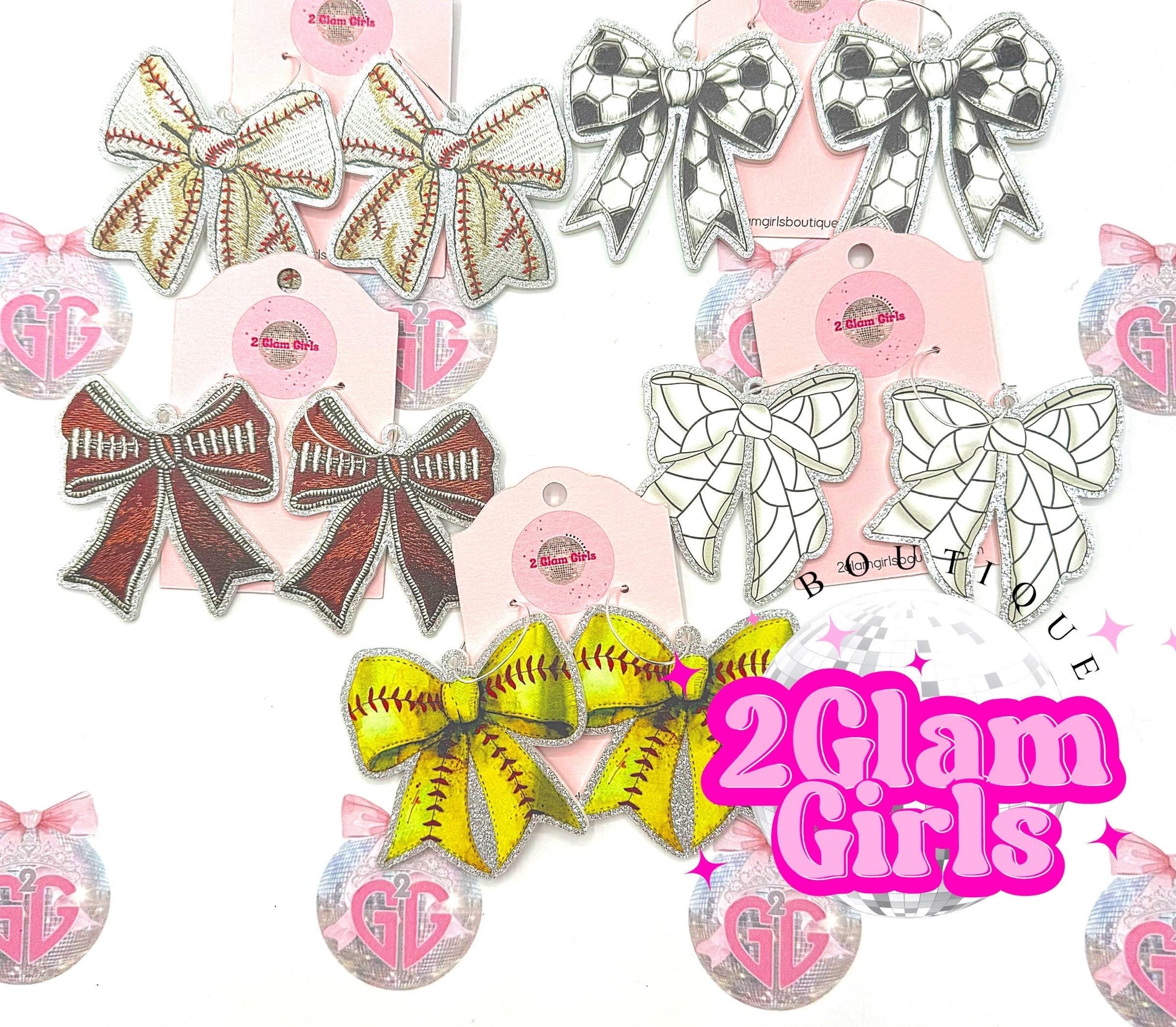 Sports Earrings ~ Acrylic Earrings ~ Glitter Earrings