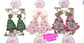 Earrings ~ 3 variations green pink and hot pink trim