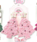 Earrings ~ 3 variations green pink and hot pink trim