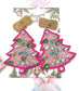 Earrings ~ 3 variations green pink and hot pink trim