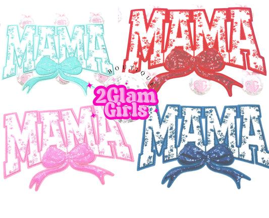 Mama Floral Shirt Patch~ Large Mama shirt iron on patch ~ sequin bow shirt patch