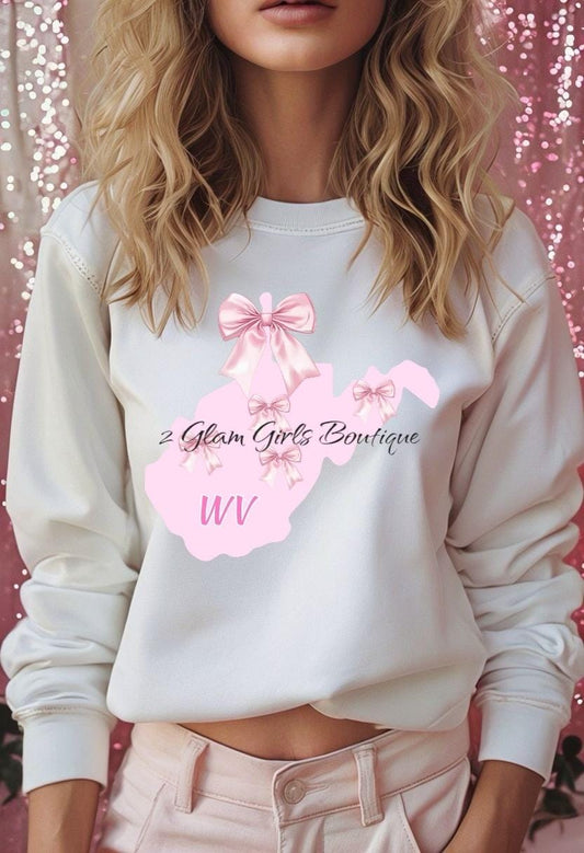 PNG Coquette West Virginia State ~ Pink Bow State - Digital File