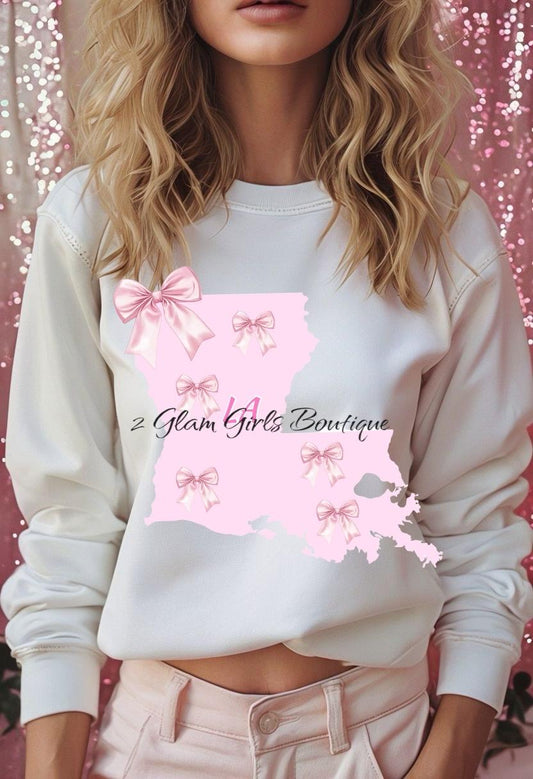 PNG Coquette Louisiana State ~ Pink Bow State ~ digital file