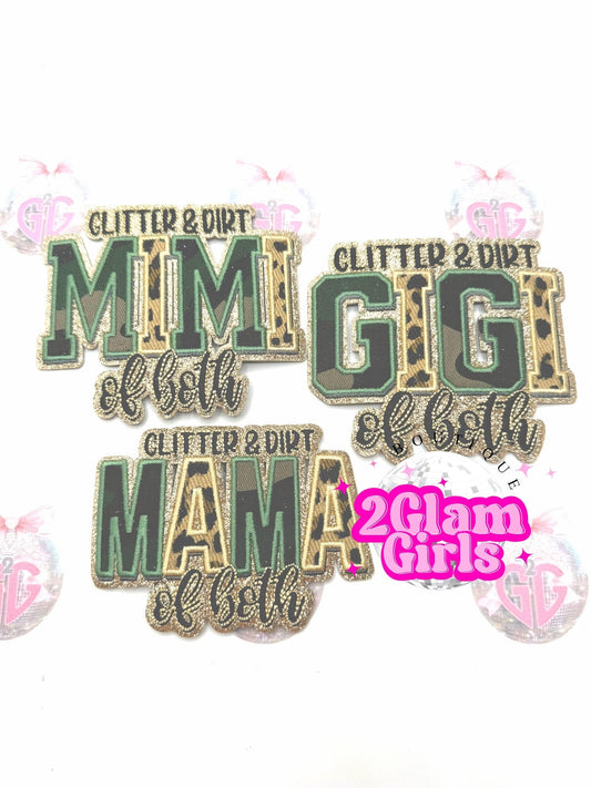 Glitter and Dirt Mama , Mimi, Gigi of both ~ Glitter camp and leopard patch ~ Iron on patch