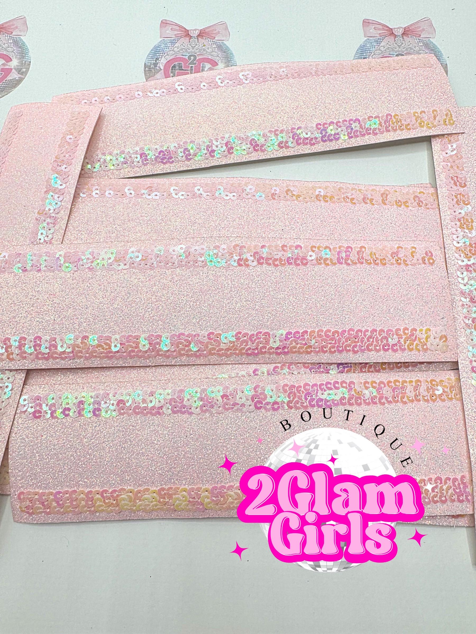 Pink glitter and sequin hat band ~ iron on hat bands ~ sparkle hat band