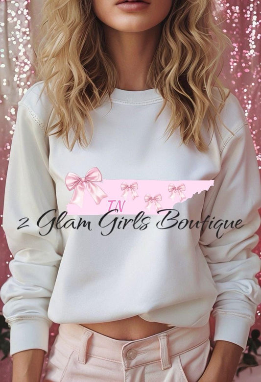 PNG Coquette Tennessee State ~ Pink Bow State ~ Digital Download