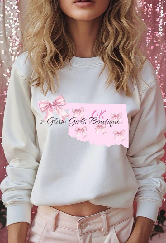 PNG Coquette Oklahoma State ~ Pink Bow State ~ Digital Download