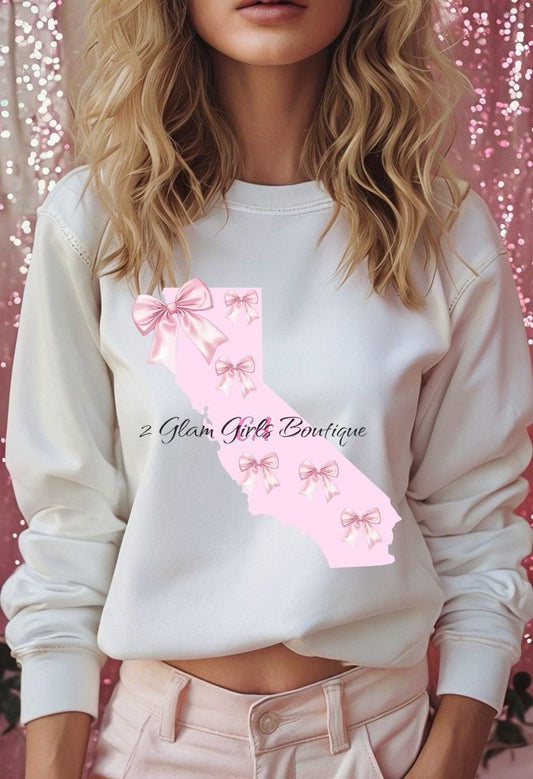 PNG Coquette California State ~ Pink Bow State ~ Digital File