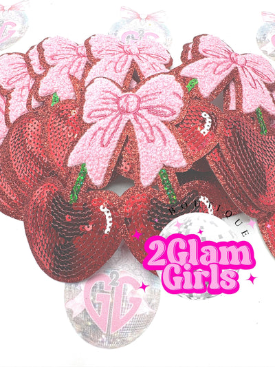 Trucker Hat Patch ~ Bling Cherry and Chenille patch ~ iron on patch