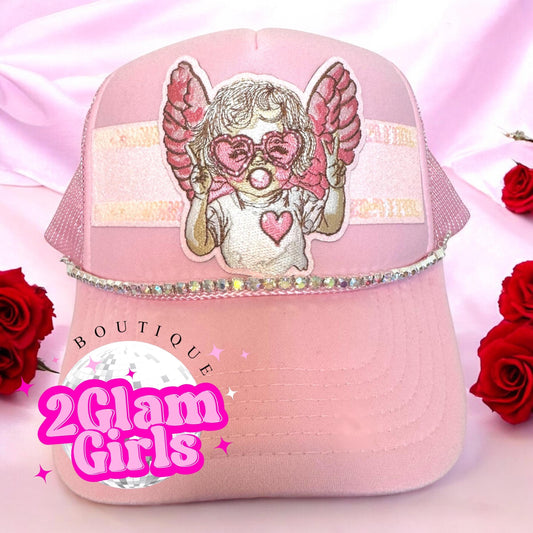 Pink glitter and sequin hat band ~ iron on hat bands ~ sparkle hat band