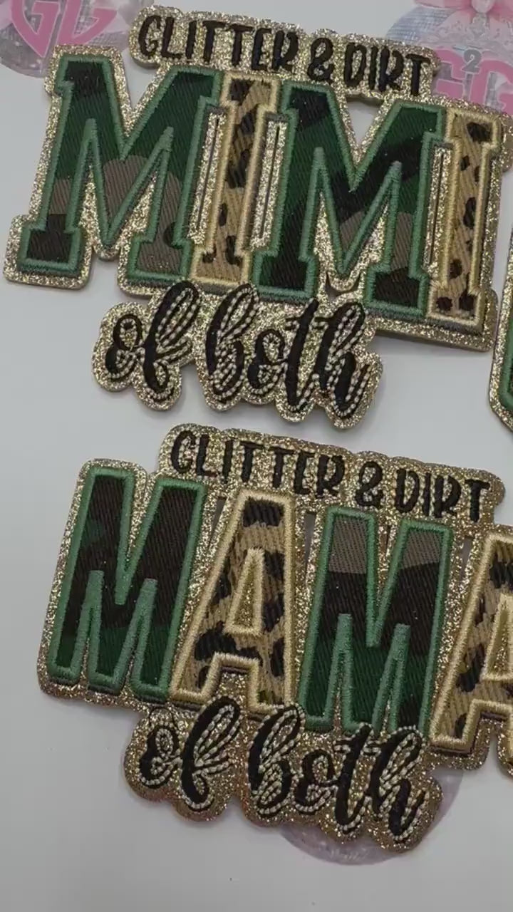 Glitter and Dirt Mama , Mimi, Gigi of both ~ Glitter camp and leopard patch ~ Iron on patch