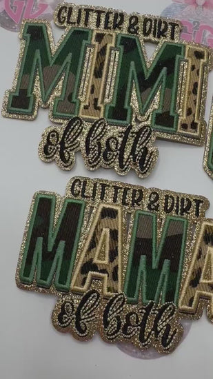Glitter and Dirt Mama , Mimi, Gigi of both ~ Glitter camp and leopard patch ~ Iron on patch